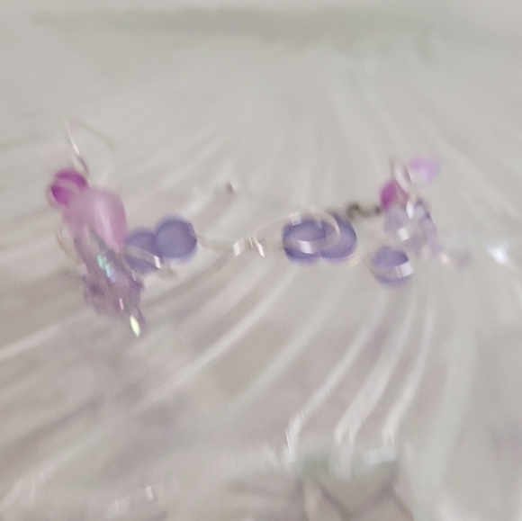 Silver Plated Holographic Butterfly Frosted Glass Wire Ball Chain Bracelet - Picture 7 of 14